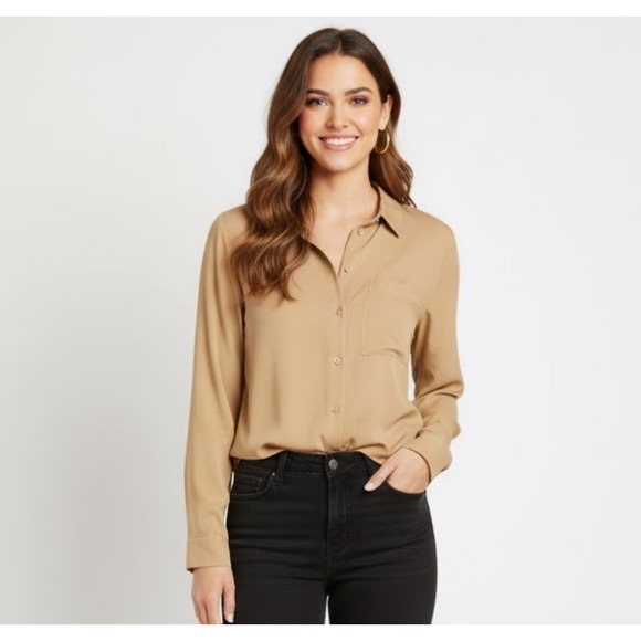 Liz Claiborne Tops - Liz Claiborne Lizsport Women's Shirt‎ XL Tan Button Up Long Sleeve Women's